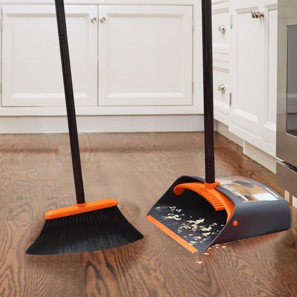 Broom and Dustpan Set with 52" Long Handle for Home Kitchen Room Office Lobby Floor Use Upright Stand Up Stand Up Broom and Dustpan Combo