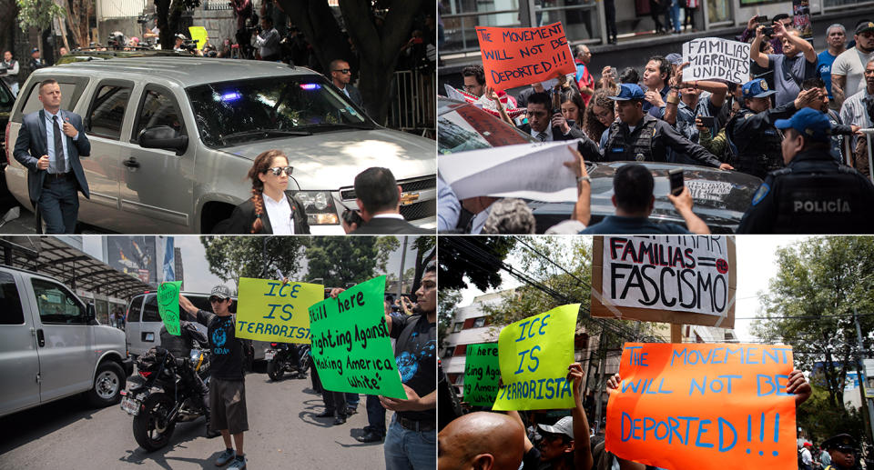 FOTOS | Protestas ante la comitiva de Trump en México