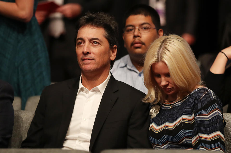 Scott Baio and his wife, Renee Sloan, attend the third U.S. presidential debate on October 19, 2016, in Las Vegas. (Photo: Drew Angerer/Getty Images)