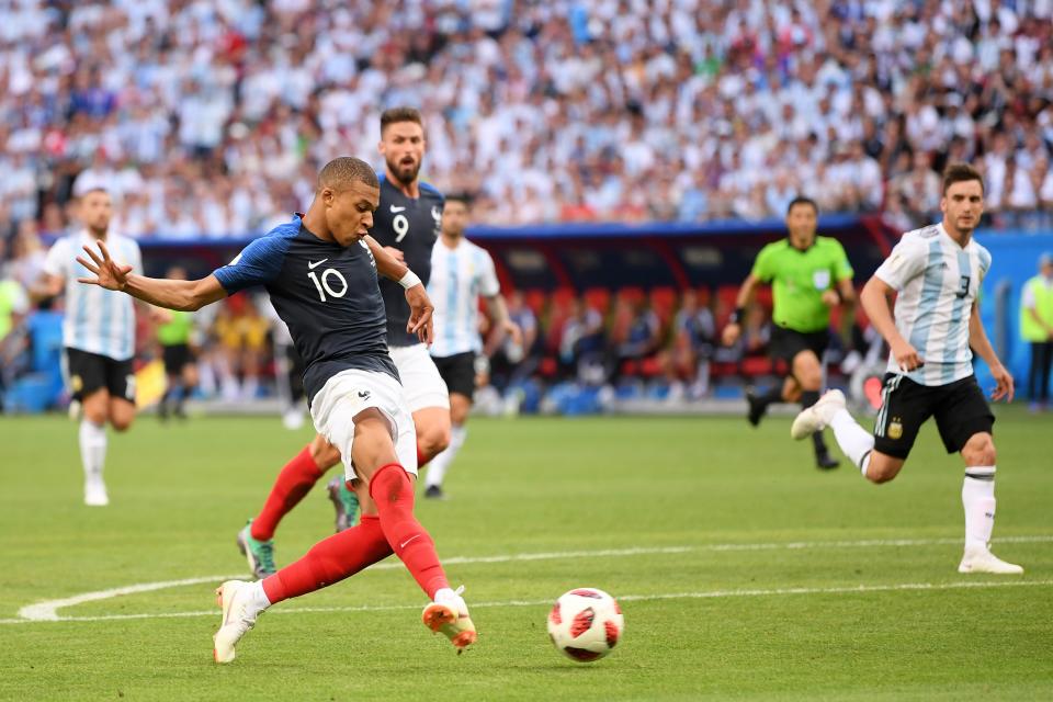 <p>Star of show Kylian Mbappe slots home France’s killer fourth goal to make it 4-2 </p>