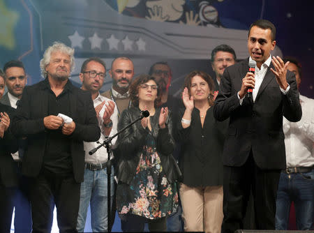 5-Star new leader Luigi Di Maio talks during a gathering in Rimini, Italy, September 23, 2017. REUTERS/Max Rossi