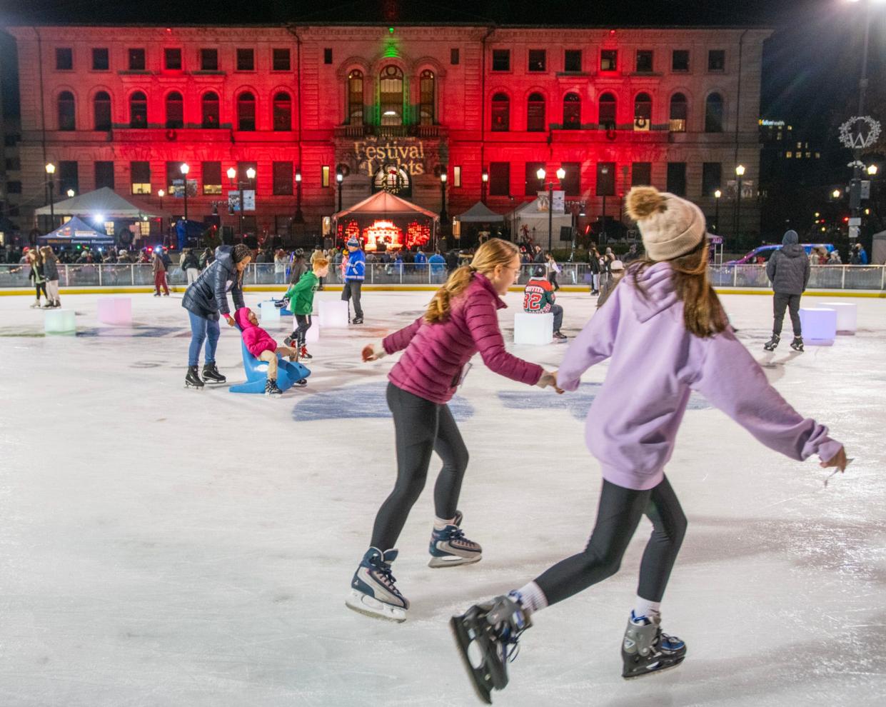 The skating oval was a popular destination during the annual Festival of Lights on Friday.