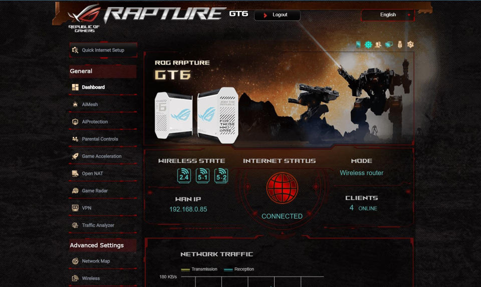 Asus ROG Rapture GT6 app screenshot