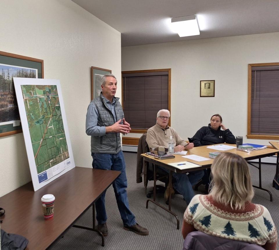 Rick Wilson, a representative of Chicago-based RWE Renewables Americas LLC, told a meeting of the Hayes Township board Tuesday night his company has lease agreements with property owners to use undeveloped land located between Van Tyle and Old Stump roads for a proposed solar panel farm.