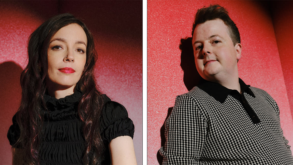  BAFTA Breakthrough 2023; two people photographed on blue and red backgrounds. 