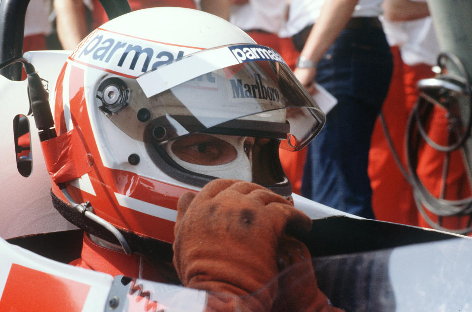 Lauda in his car during the Monaco Formula One Grand Prix, 21 may 1982. (Photo by STF/AFP/Getty Images)