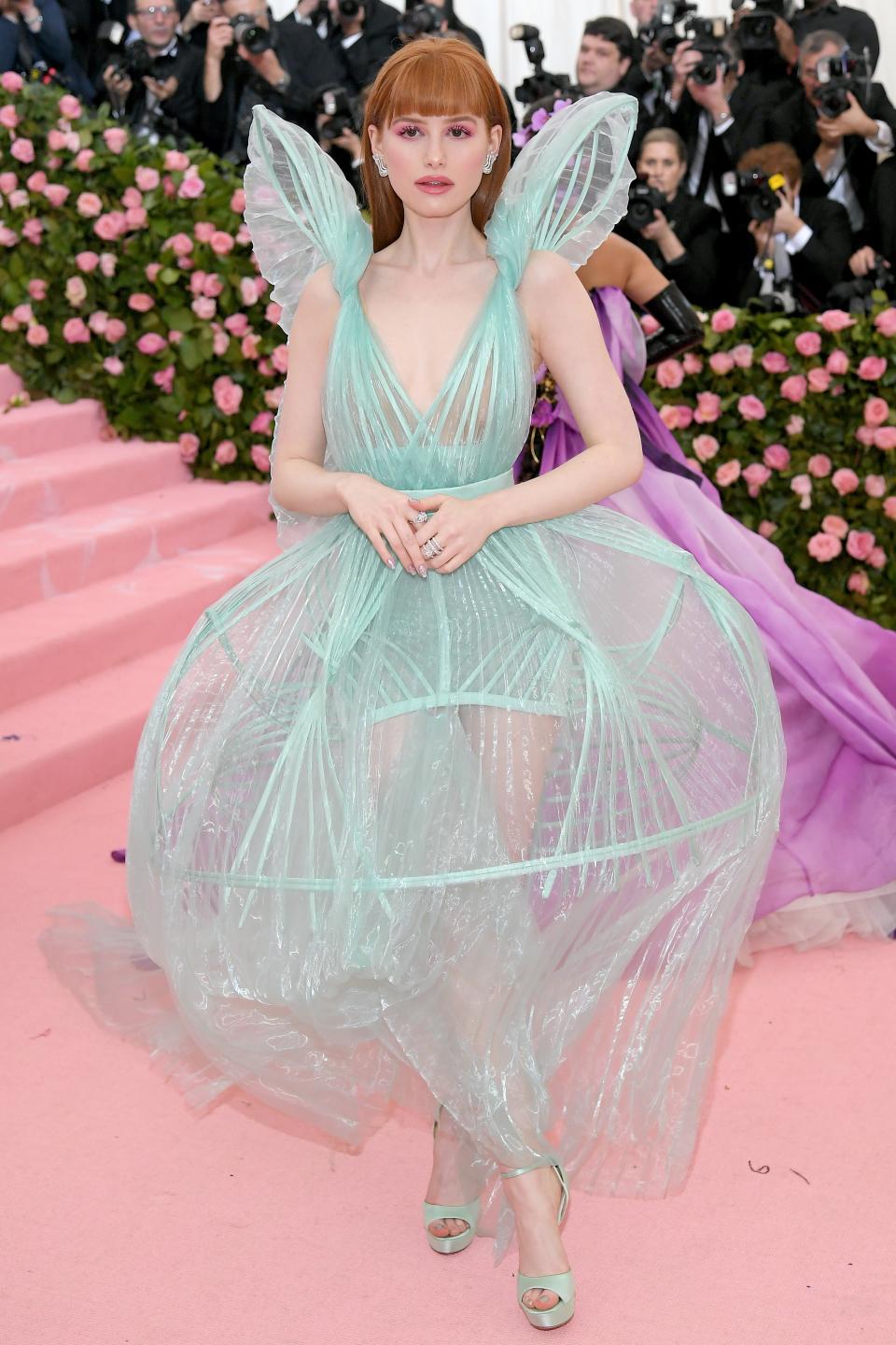 <h1 class="title">Madelaine Petsch in Jean Paul Gaultier couture and Jimmy Choo shoes</h1><cite class="credit">Photo: Getty Images</cite>