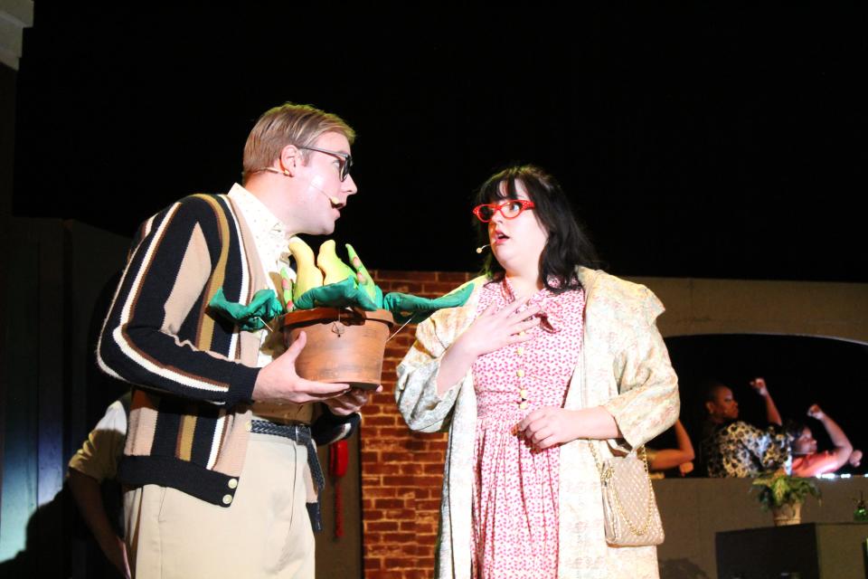 Kit Asfeldt and Amber Glasgow are featured in the Four Corners Musical Theatre Company production of "Little Shop of Horrors" at the Farmington Civic Center.