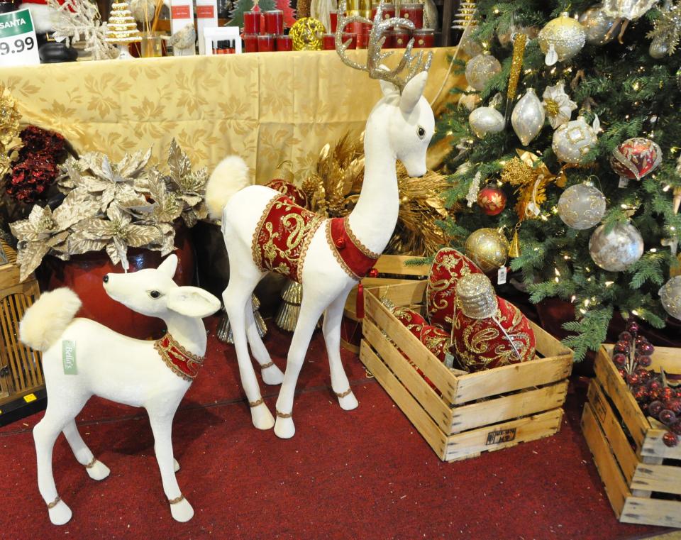 Velvet-covered decorations like these reindeer are one of the top sellers at Homestead Gardens in Smyrna.