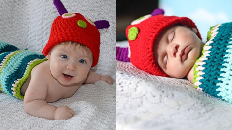 We imagine your little caterpillar will be snug in this knit cocoon-like costume.