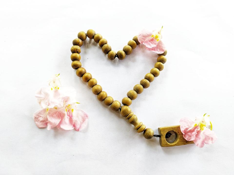 prayer beads in shape of heart