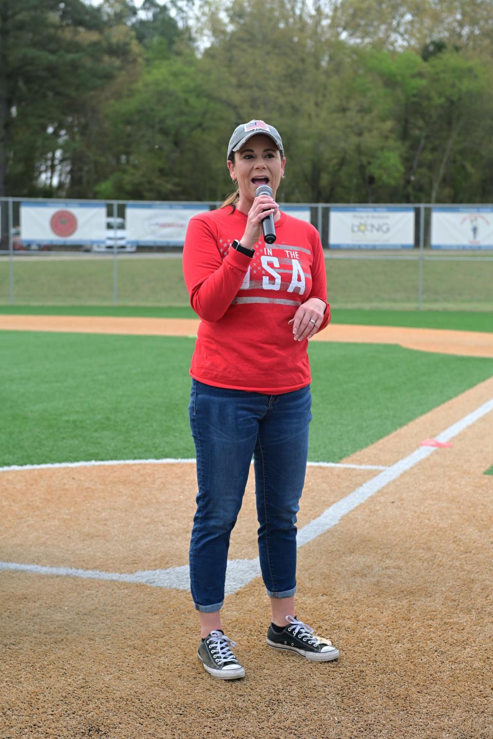 Wicomico County Executive Julie Giordano speaks during the Opening Day Ceremonies for th Little League Challenger season Saturday, April 15, 2023, at Henry S. Parker’s Field 7 ½.