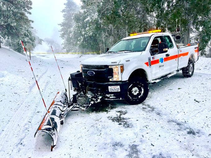 Caltrans crews have worked around the clock to clear roadways after a recent snow storm in the San Bernardino Mountains.