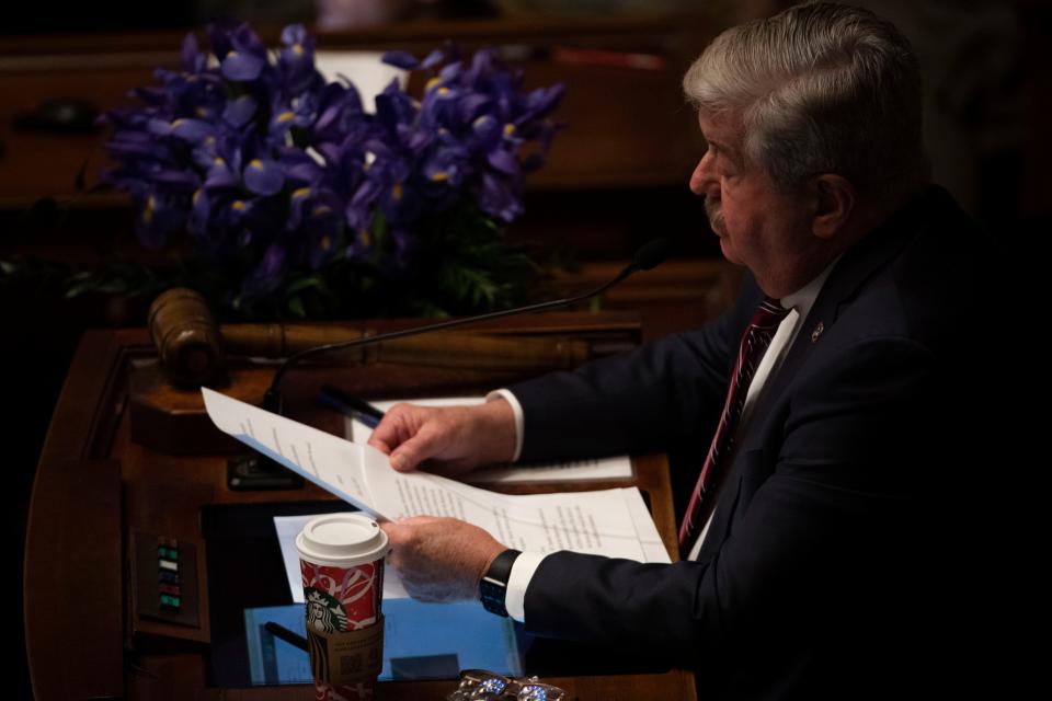 Lt. Gov. Randy McNally, R-Oak Ridge during legislative session in Nashville, Tenn., Wednesday, Feb. 2, 2022.