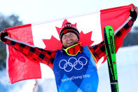 <p>Brady Leman of Canada celebrates winning the gold medal for Freestyle Skiing Men’s Finals Ski Cross at the 2018 Winter Olympic Games on February 21, 2018 in PyeongChang, South Korea.<br>(Photo by Laurent Salino/Agence Zoom/Getty Images) </p>