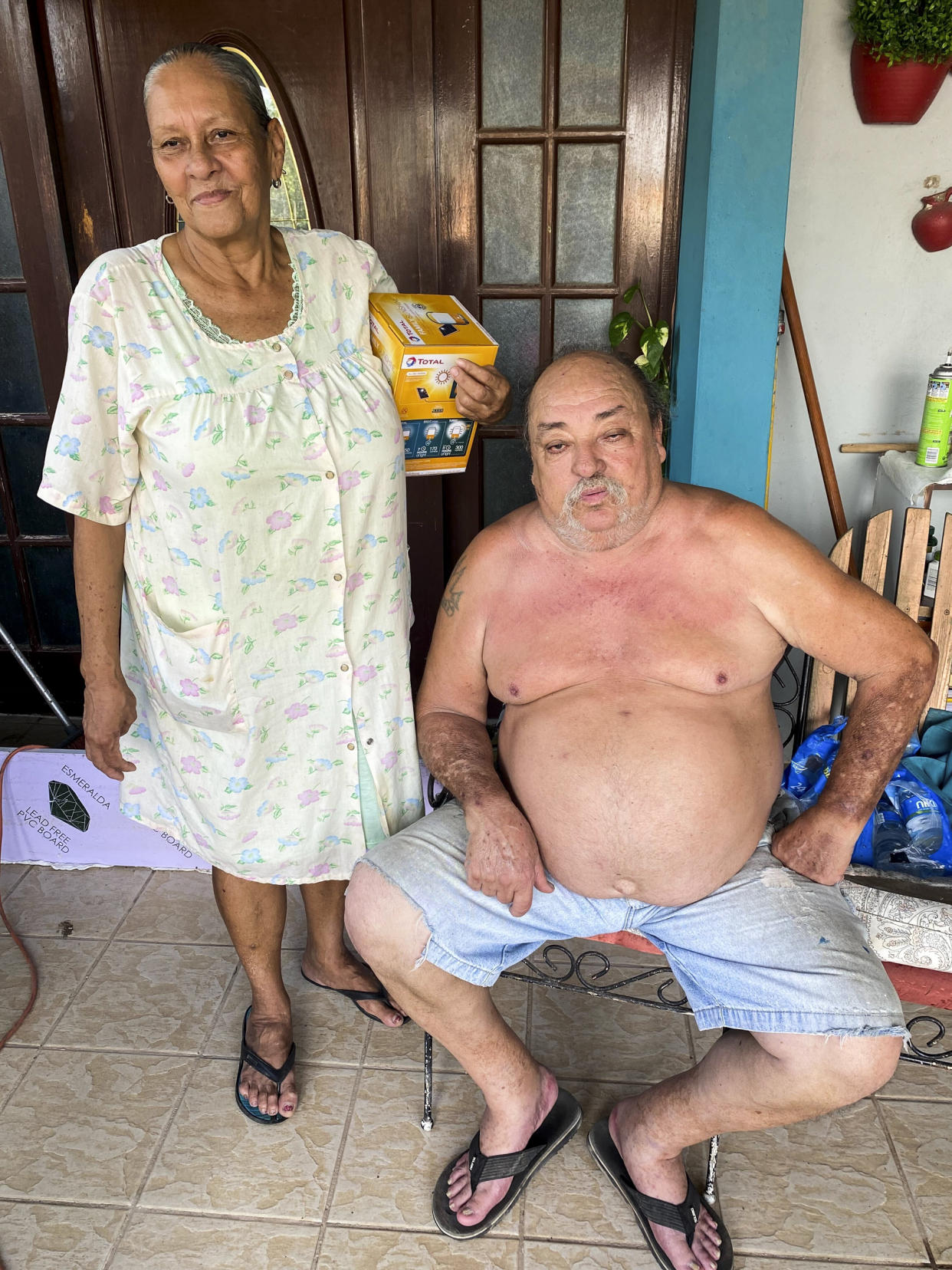 Image: Edwin Quiles Martínez, 66, and his wife Graciela Pérez Alvarado, 73, in their home in Ponce, Puerto Rico. (Daniella Silva / NBC News)