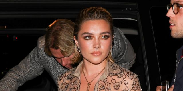 Florence Pugh Stunned in a Completely Sheer Nude Valentino Crop