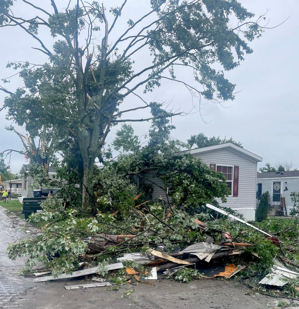 Damage from the Aug. 24 tornado in Frenchtown Township is shown.