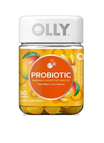 6) OLLY Probiotic Gummy Immune and Digestive Support, 1 Billion CFUs, Chewable Probiotic Supplement, Tropical Mango (25 Day Supply) - 50 Count