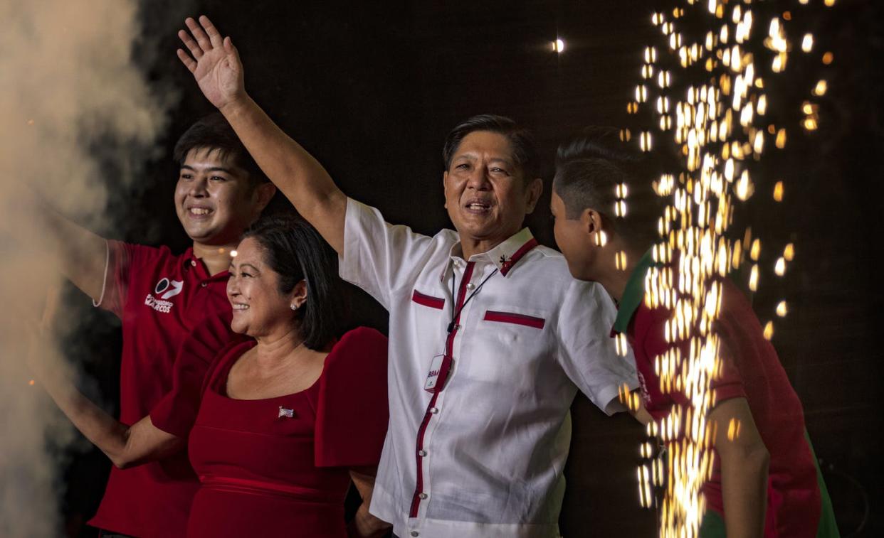 <span class="caption">Politics is the Marcos family business.</span> <span class="attribution"><a class="link " href="https://www.gettyimages.com/detail/news-photo/ferdinand-bongbong-marcos-jr-and-his-family-take-part-in-news-photo/1395951494?adppopup=true" rel="nofollow noopener" target="_blank" data-ylk="slk:Ezra Acayan/Getty Images;elm:context_link;itc:0;sec:content-canvas">Ezra Acayan/Getty Images</a></span>