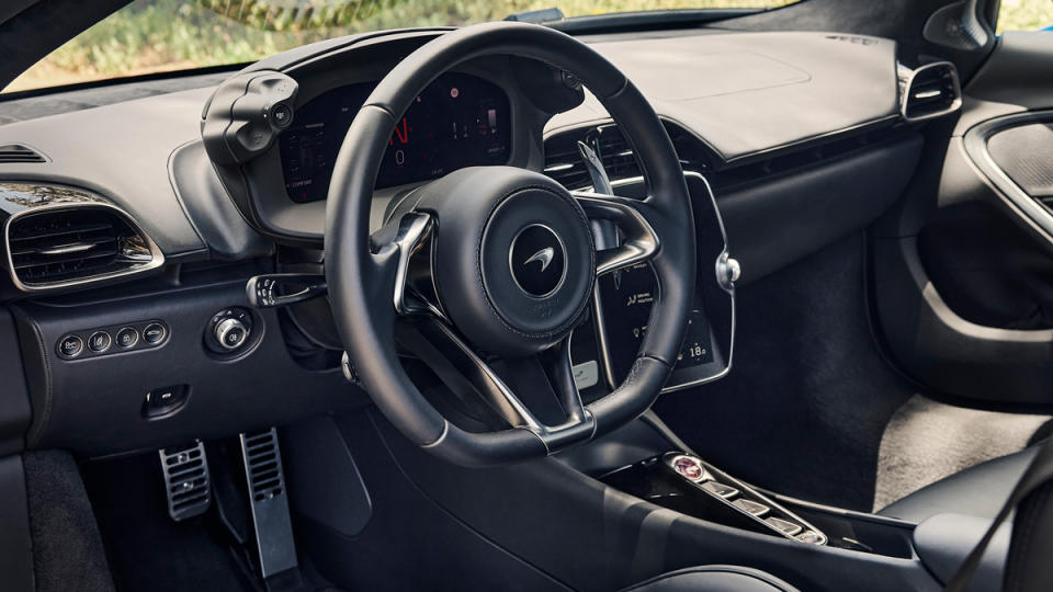 A close-up of the interior of the McLaren Artura.