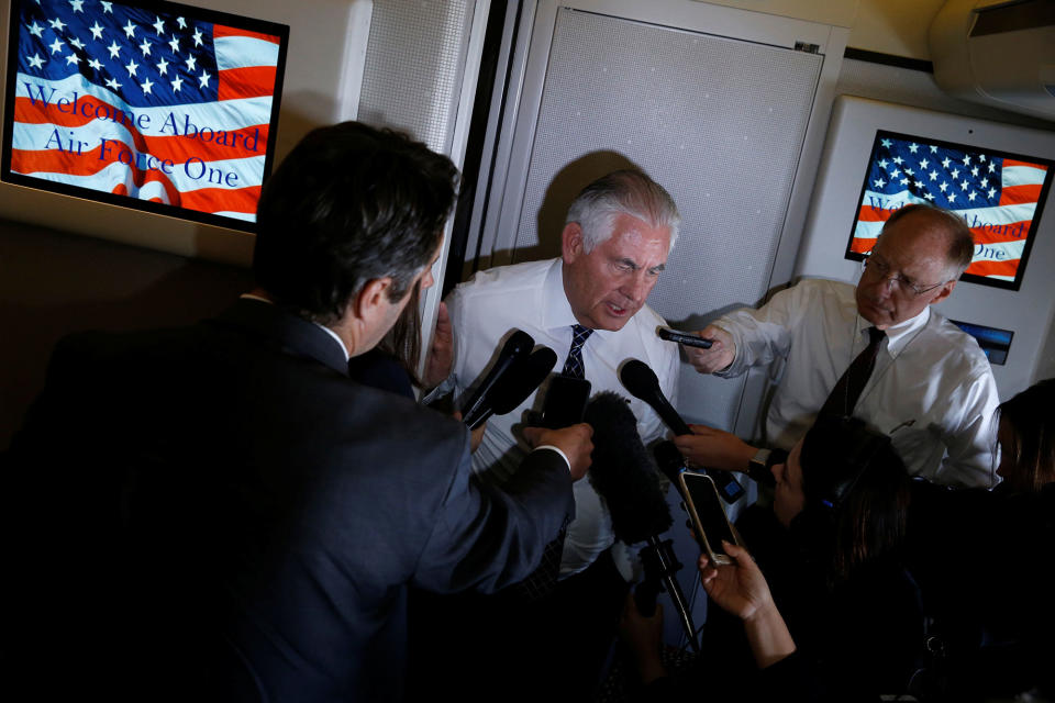 Secretary of State Tillerson speaks to reporters