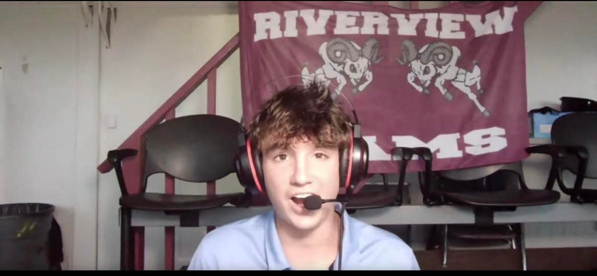 Riverview High senior Addison Ruscoe broadcasts Ram football games on YouTube.
