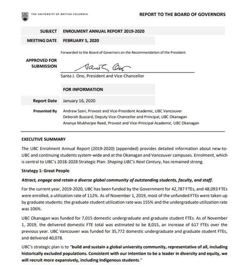 英屬哥倫比亞大學年度招生報告竟將台灣列為中國一省（圖／翻攝UBC官網文件）