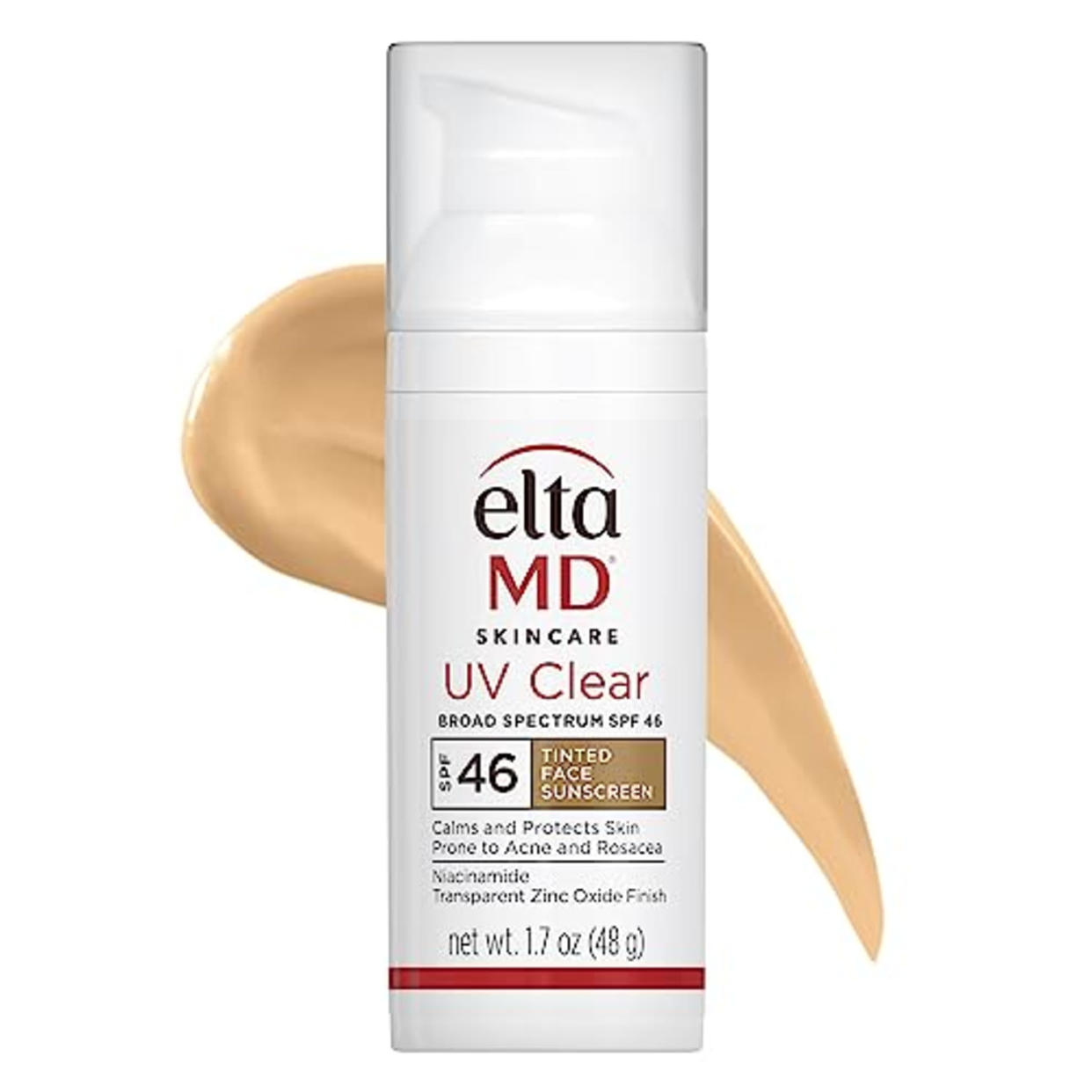 EltaMD UV Clear Tinted Face Sunscreen, SPF 46 Oil Free Sunscreen with Zinc Oxide, Protects and Calms Sensitive Skin and Acne-Prone Skin, Lightweight, Tinted, Dermatologist Recommended, 1.7 oz Pump (AMAZON)