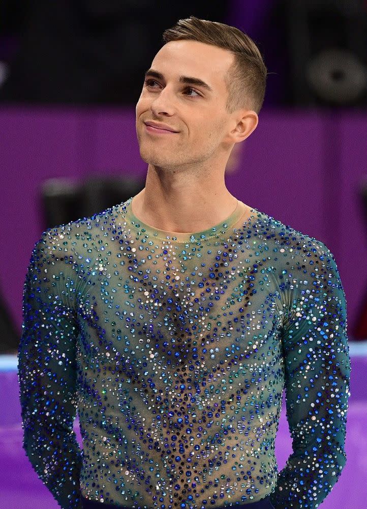 Figure skater Adam Rippon during the free skate portion of the men's event in the 2018 Winter Olympics