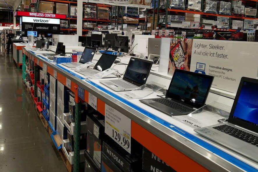 laptop section at Costco