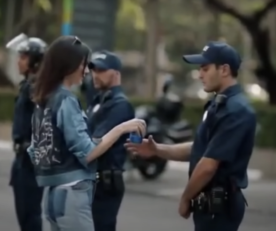 Screenshot from Kendall Jenner's Pepsi commercial