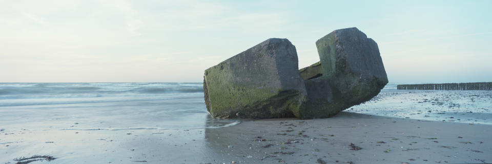 The remains of a German defense bunker along a section of what was known as 'Gold Beach' that would have been used during the June 6, 1944 D-Day landings, on April 30, 2019 in Ver-sur-Mer, on the Normandy coast, France. (Photo: Dan Kitwood/Getty Images)