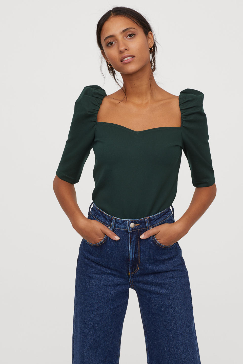 Puff-sleeved Top  