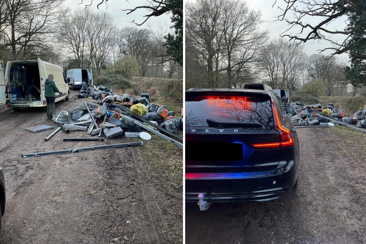Bungling fly-tippers Ionut Bancunlea and Adrian Bivolaru were busted when local farmers caught them red handed  (Warwickshire Police)