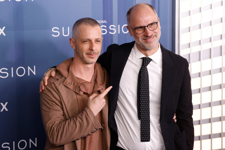 NEW YORK, NEW YORK - MARCH 20: Jeremy Strong and Jesse Armstrong attend the Season 4 premiere of HBO's 