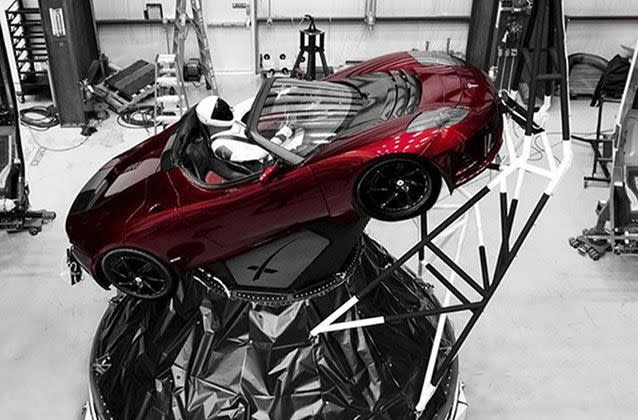 SpaceX chief executive Elon Musk owns the rocketing Tesla Roadster, which is shooting for a solar orbit that will reach all the way to Mars. Source: AP