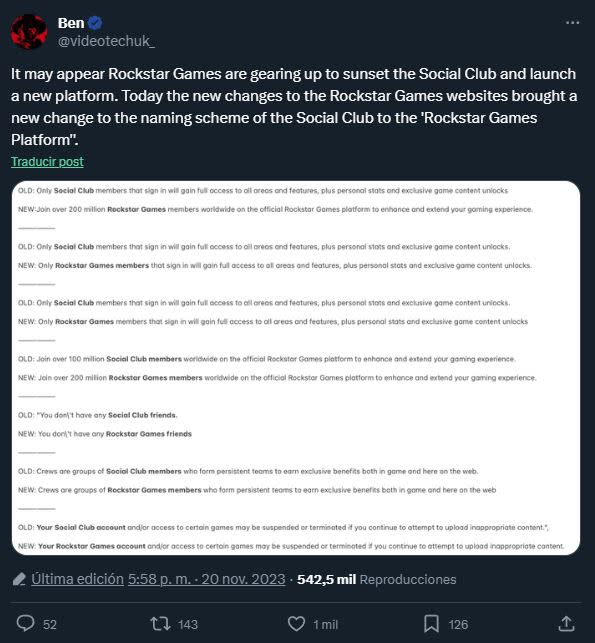 Rockstar Games podría remplazar o eliminar el Social Club, ¿GTA VI es el causante?