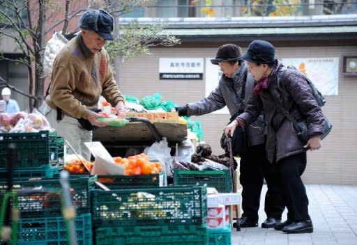 File photo shows elderly women shopping for vegetables near Kouganji Temple in Tokyo. Japan is ranked an embarrassing 101st out of 135 countries in the World Economic Forum's (WEF) annual Global Gender Gap Report, down three places from last year. Near neighbour China is at 69th