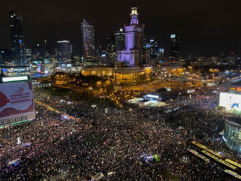 Protest against Poland's Constitutional Tribunal ruling on abortion, in Warsaw