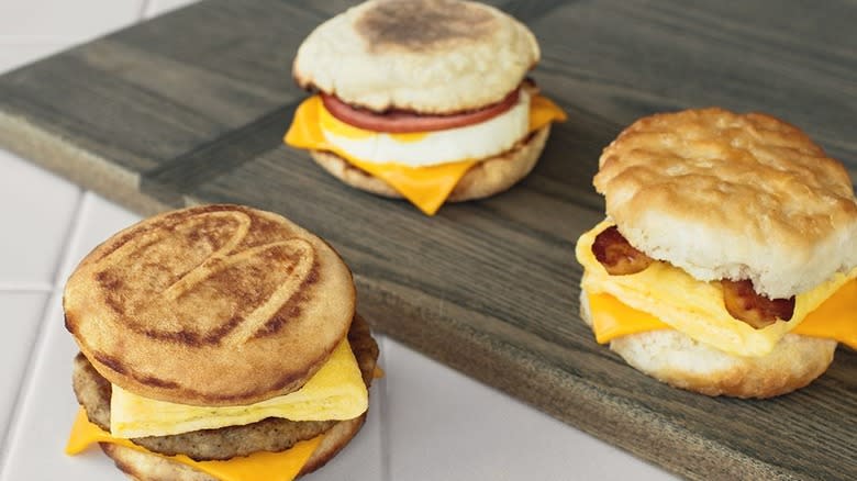 Variety of McDonald's breakfast sandwiches