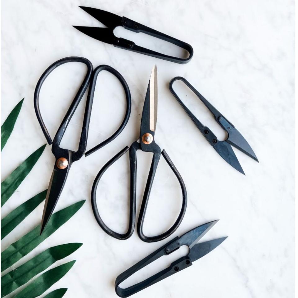 This 3-piece pruning set makes it easy to precisely manicure dead leaves without disrupting any delicate stems or existing growth. Each tool has been pre-oiled, fits perfectly in the palm of your hand and has an intentional rustic look. The set includes one pair of scissors and two pruners.You can buy this plant pruning set from Etsy for around $25.