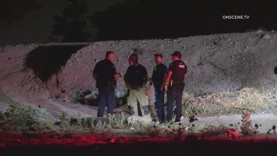Authorities in San Bernardino are investigating after a burned body was found in a field in San Bernardino late Monday night. (OnSceneTV)
