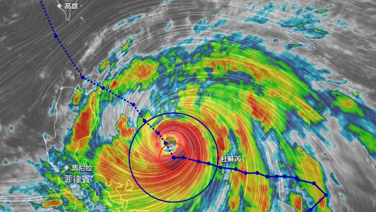 杜蘇瑞進逼台灣，強度將達中颱巔峰。（圖／翻攝自NCDR天氣與氣候監測網）