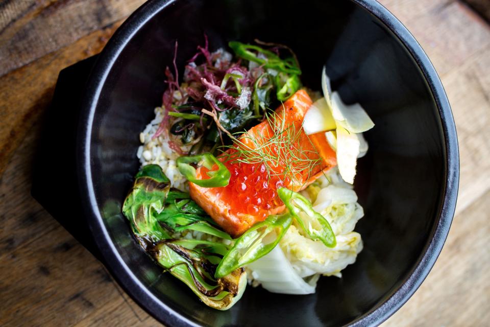 Hwe Dup Bap, a Korean sushi bowl, on the menu at Korean steakhouse Nami.