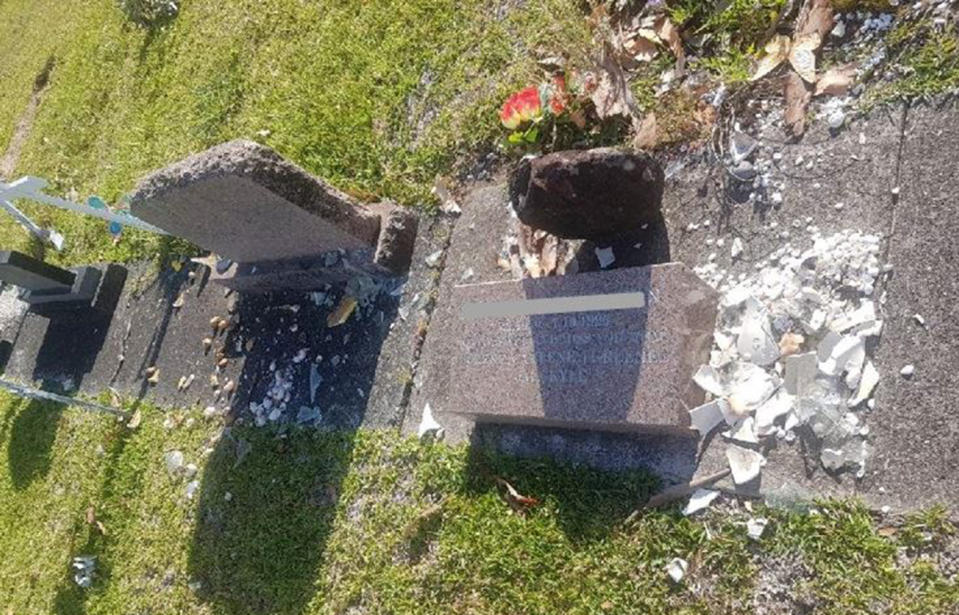 Police are appealing for public assistance after several gravesites were vandalised at Toronto Cemetery in the Lake Macquarie yesterday. Source: NSW Police Force