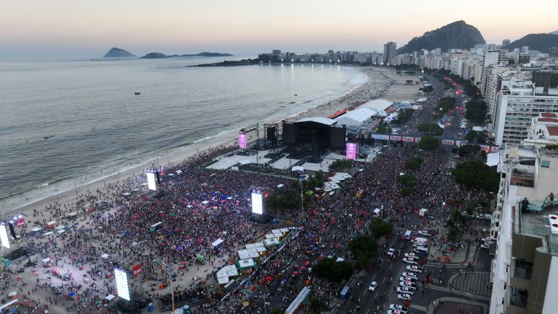 Drone view prior to Madonna's show at Copacabana beach in Rio de Janeiro
