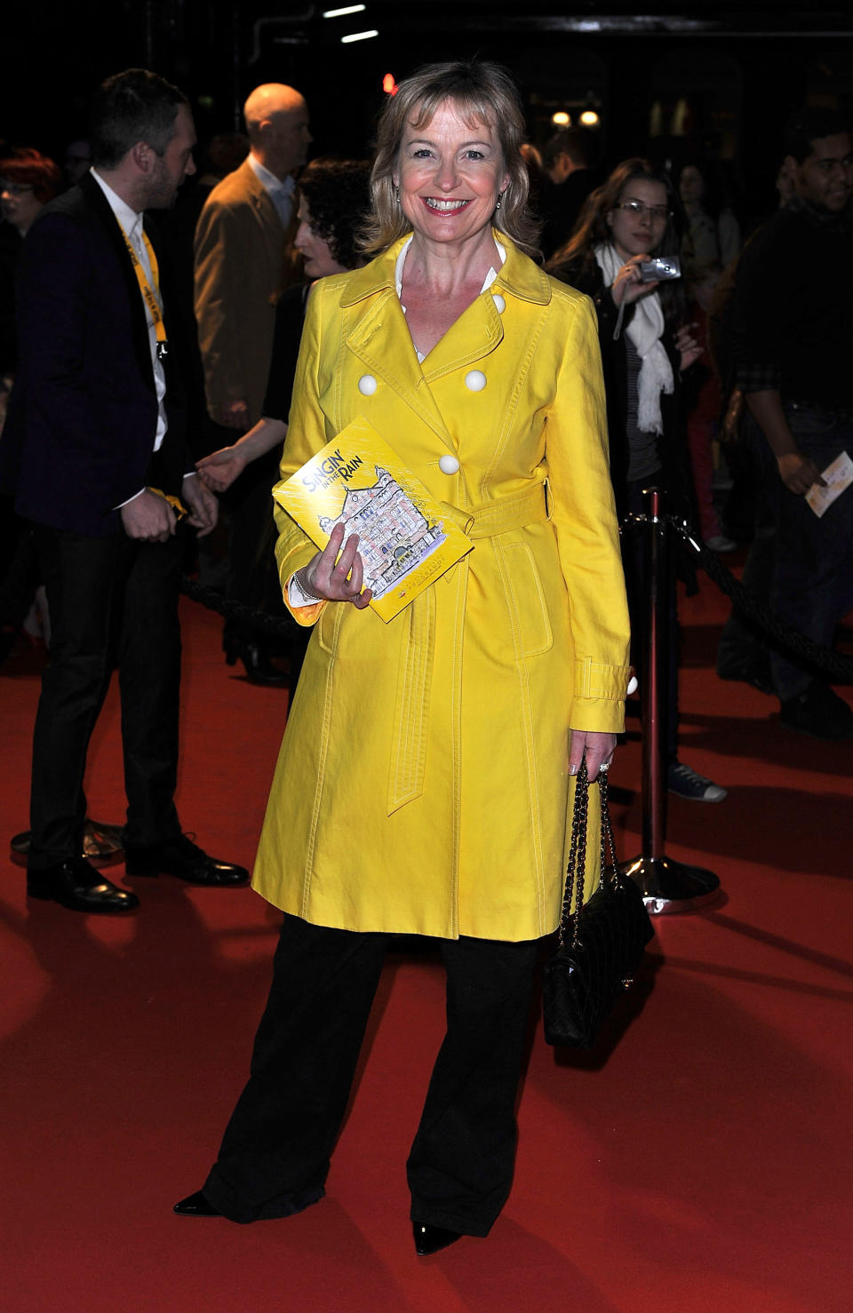 LONDON, ENGLAND - FEBRUARY 15: Carol Kirkwood attends the opening night of the theatre production 'Singin' In The Rain' at Palace Theatre on February 15, 2012 in London, England. (Photo by Ferdaus Shamim/WireImage)