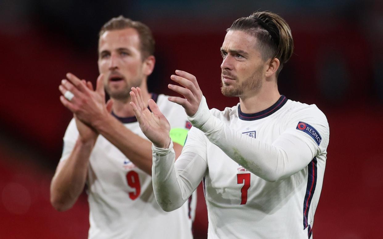 Harry Kane and Jack Grealish applaud crowd - REUTERS