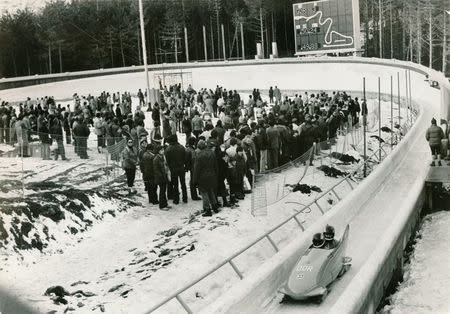 The bobsleigh team of DDR is seen on a track during the winter Olympics in Sarajevo in 1984. Oslobodjenje/via REUTERS THIS IMAGE HAS BEEN SUPPLIED BY A THIRD PARTY. NO RESALES. NO ARCHIVES